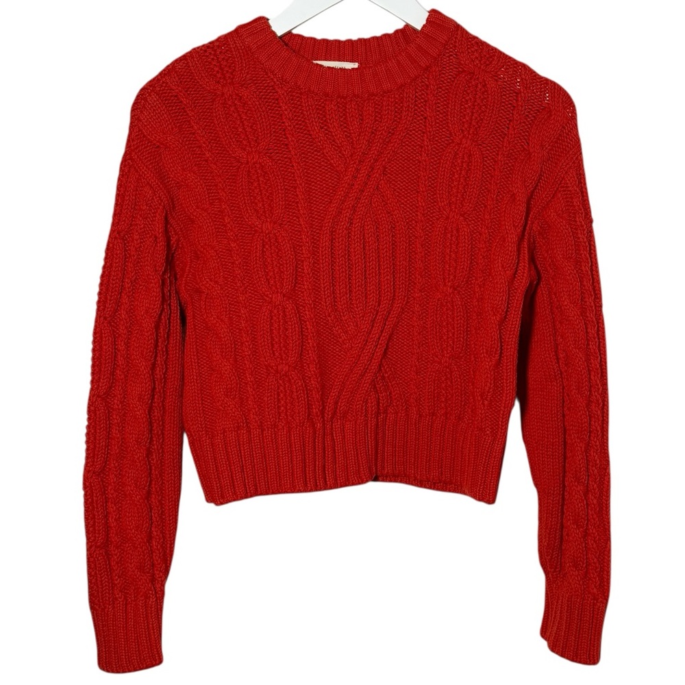 Sezane Red Cable Knit Sweater - Picture 3 of 10